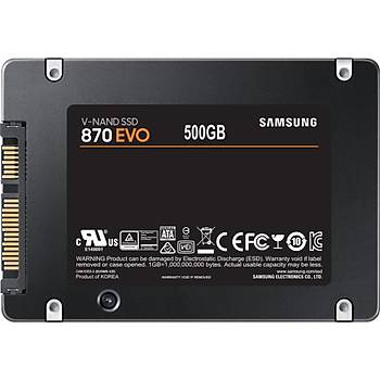 Samsung 870 Evo 500GB 560MB-530MB/s Sata 2.5 SSD (MZ-77E500BW)  (5 Yl Samsung Trkiye Garantili) 
