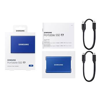 Samsung T7 2TB MU-PC2T0H/WW 1050MB-1000MB/Sn USB 3.2 Gen2 Harici SSD Mavi 3 YIL Samsung TURKIYE Garantili