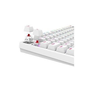 RAMPAGE Enigma Beyaz USB RGB Ayd�nlatmal� Red Switch Tam T�rk�e 1800 Kompakt Dizilim Gaming Mekanik Klavye Beyaz