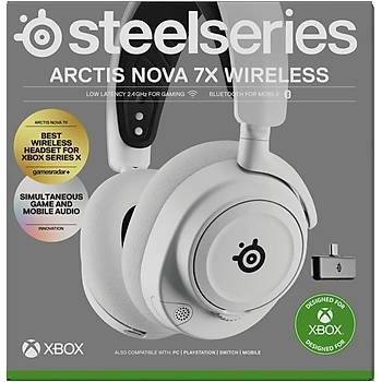 STEELSERIES ARCTIS NOVA 7X XBOX & COKLU PLATFORM BEYAZ KABLOSUZ KULAK USTU OYUNCU KULAKLIGI SSH61567 2 YIL STEELSERIES TURKIYE GARANTILIDIR