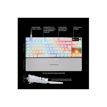 Steelseries Apex Pro TKL Gen3 Beyaz SSK64899 RGB OmniPoint 3.0 HiperManyetik Switch Kablolu Mekanik Oyuncu Klavyesi