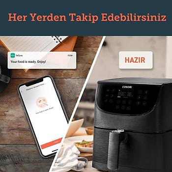 COSORI AKILLI SMART WI-FI UYGULAMA DESTEKLI PREMIUM 5.5LT 1700W DOKUNMATIK AIRFRYER SIYAH CS158-AF 