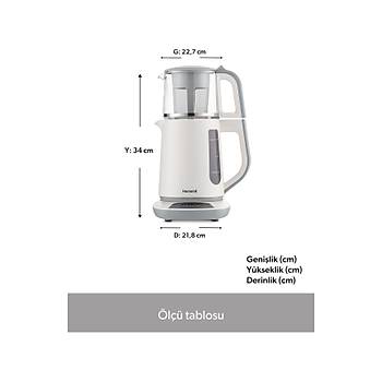 Homend Royaltea 1757H 1700W Konu�an Cam Demlikli �ay Makinesi Beyaz