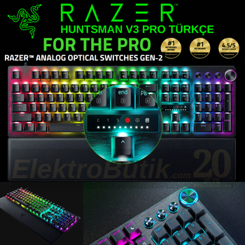 Razer Huntsman V3 Pro Siyah T�rk�e RZ03-04971100-R3L1 RGB Analog Optical Switch Kablolu Mekanik Oyuncu Klavyesi