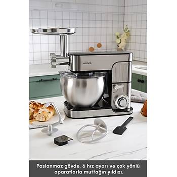 Karaca Inoxchef Pro Hamur Yo�urma Makinesi 1300W 7L Paslanmaz �elik G�m�� Renk