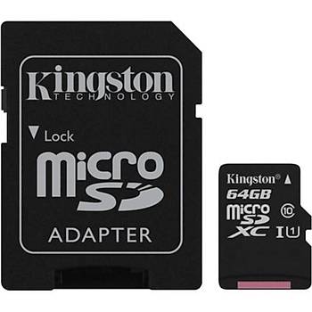 Kingston 64GB MicroSDHC C10 UHS-I 45MB/s Hafýza Kartý SDC10G2/64