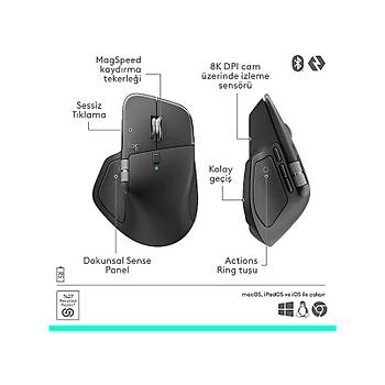 Logitech MX Master 4 Siyah 910-007562 �arjl� Kablosuz Ergonomik Mouse