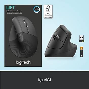 LOGITECH LIFT GELISMIS ERGONOMIK DIKEY MOUSE SIYAH 910-006473