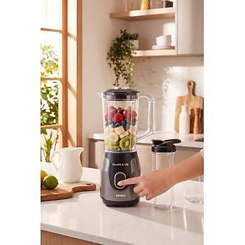 Karaca S�rahili Blendfit Go 1000 ml+600 ml Antrasit Buz K�r�c�l� �ift Hazne Smoothie Blender Set