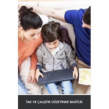 Logitech K400 Plus 920-007149 Touchpad Dokunmatik Smart TV Siyah Q Kablosuz Klavye