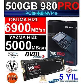 Samsung 980 Pro 500GB MZ-V8P500BW 6900MB-5000MB/sn PCIe 4.0 x4 NVMe M.2 SSD 5 YIL Samsung TURKIYE Garantili