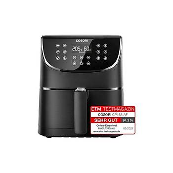 COSORI Airfryer 5,5 L 11 Program, On Isitma ve Sicak Tutma Islevleri, Dijital Dokunmatik LED Ekran, Bulasikk Makinesinde Yikanabilir, 1700W CP158-AF