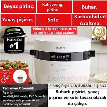 Instant Pot H�zl� Pilav Pi�irici ve Buharl� Pi�irici 20 Porsiyon 2.8 Lt.