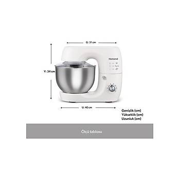 Homend Profashion 3082H Stand Mikser Krem 5.2 Litre