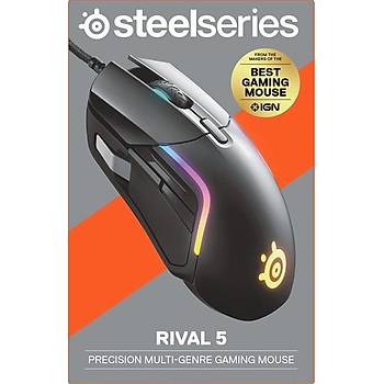 Steelseries Rival 5 Siyah SSM62551 RGB Optik Kablolu Oyuncu Mouse