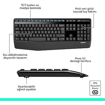 Logitech MK345 Siyah 920-006514 Kablosuz Klavye Mouse Seti