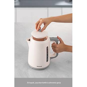 Homend 1756H 1800 W Cam Demlikli Beyaz �ay Makinesi