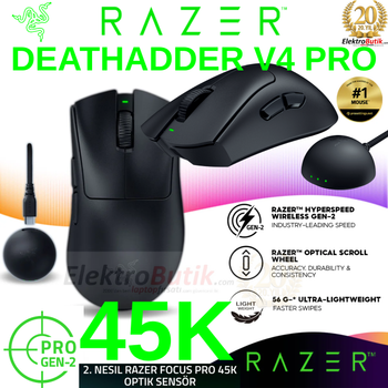 Razer DeathAdder V4 Pro Siyah RZ01-05330100-R3G1 Optik 45K Kablosuz Oyuncu Mouse