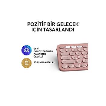 Logitech Pebble Keys 2 K380S 920-011861 Pembe TKL Q Kablosuz Klavye