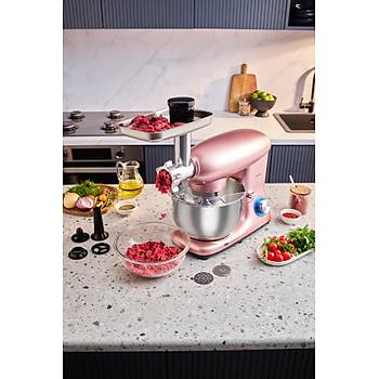 Karaca Multichef Pembe Stand Mikser Rosegold Mutfak �efi 1900W 5,5 Lt (K�yma �ekme /Sucuk-Sosis/��li K�fte Aparatl�)