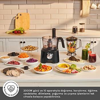 Karaca Mastermaid Power Multifunctional 10 in 1 Mutfak Robotu 2000W Black