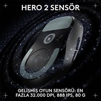 Logitech G PRO X Superlight 2 DEX Siyah 910-007358 44K Lightspeed Hero 2 Optik �arjl� 60gram Kablosuz Oyuncu Mouse