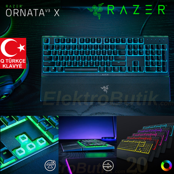 Razer Ornata V3 X T�rk�e RZ03-04471200-R3L1 Membran Anahtar Kablolu Mekanik Oyuncu Klavye