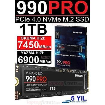 Samsung 990 PRO 1TB MZ-V9P1T0BW 7450MB-6900MB/Sn PCIe 4.0 x4 NVME 2.0 M.2 SSD 5 YIL Samsung TURKIYE Garantili