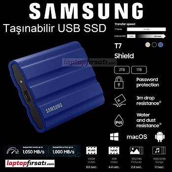 Samsung T7 Shield 2TB MU-PE2T0R/WW 1050MB-1000MB/Sn USB 3.2 Gen2 Harici SSD Mavi 3 YIL Samsung TURKIYE Garantili