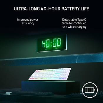 Razer DeathStalker V2 Pro Purple Switch ngilizce Kablosuz Beyaz Oyuncu Klavyesi RZ03-04363500-R3M1