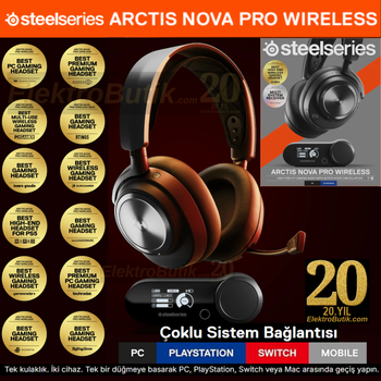 STEELSERIES ARCTIS NOVA PRO WIRELESS SIYAH  KABLOSUZ COKLU SISTEM KULAK USTU OYUNCU KULAKLIGI SSH61520 2 YIL STEELSERIES TURKIYE GARANTILIDIR