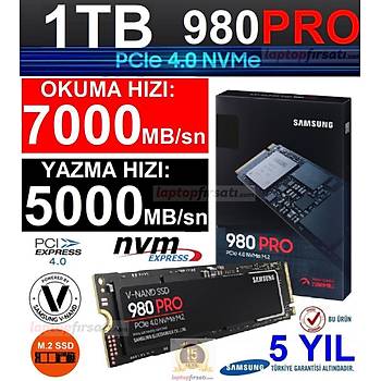 Samsung 980 Pro 1TB 7000MB-5000MB/sn PCIe Gen 4.0 x4, NVMe? 1.3c M.2 SSD MZ-V8P1T0BW (5 Yýl Samsung Türkiye Garantili)