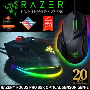 Resim Razer Basılısk V3 35K Dpı Kablolu Gamıng Mouse RZ01-05230100-R3M1 