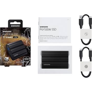 Samsung T7 Shield 4TB MU-PE4T0S/WW 1050MB-1000MB/Sn USB 3.2 Gen2 Harici SSD Siyah 3 YIL Samsung TURKIYE Garantili