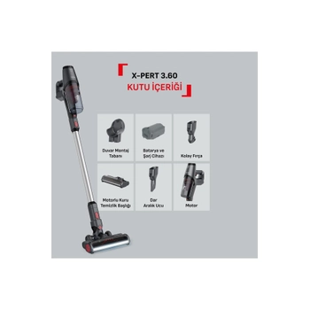 Tefal X-PERT 3.60 Kablosuz Dikey �arjl� S�p�rge 10.8 V Turbo Ba�l�k ile A��k Turuncu Renk