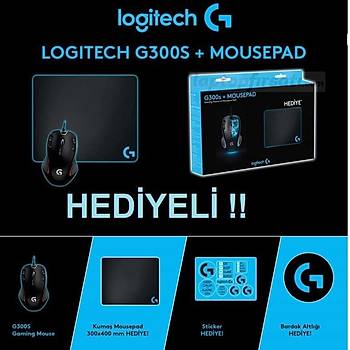 Logitech G300s Oyuncu Mouse+Mousepad+Sticker+Bardak Altlýðý 910-004346