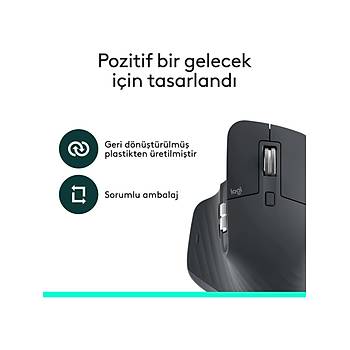 Logitech Mx Master 3s Bluetooth Edition Performans 8000 Dp� Sarjedilebilir Optik Sessiz Kablosuz Mouse, Siyah 910-007501