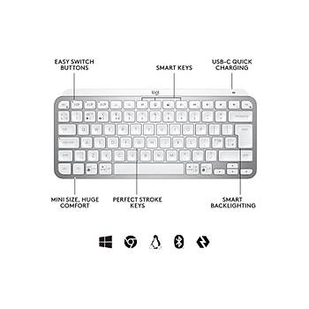 Logitech MX Keys Mini For Mac Beyaz 920-010526 Ayd�nlatmal� �ngilizce Kablosuz Klavye