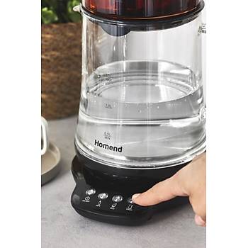 Homend Royaltea 1746H Konusan CAM Cay Makinesi 1800W 1,5lt CAM Isitici 1Lt. Cam Demlik