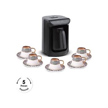 Karaca Hat�r K�zde T�rk Kahvesi ve T�rk Kahve Makinesi Shiny Black 5 Fincan Kapasiteli Bol K�p�kl�