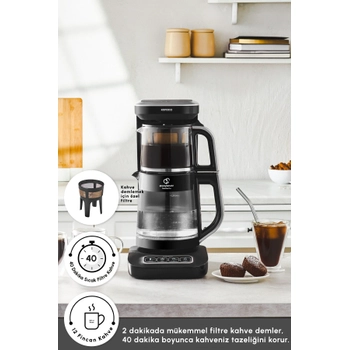 Karaca �aysever Robotea Pro Connect 4 in 1 Konu�an Cam �ay Makinesi Silver