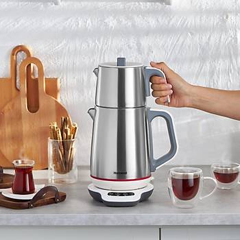 Homend Royaltea 1709H Dokunmatik Konuan Celik Cay Makinesi 1800W 1,9Lt Celik Isitici 1Lt. Celik Demlik 