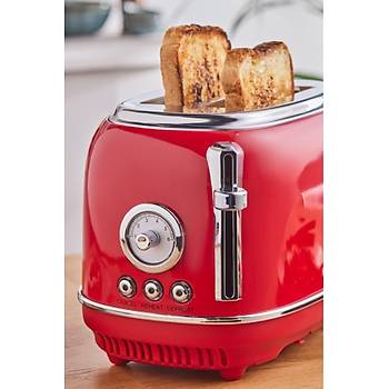 Karaca Vintage Craft K�rm�z� 2 Dilim Kapasiteli Ekmek K�zartma Makinesi Red