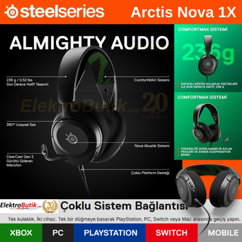 Steelseries Arctis Nova 1X Siyah SSH61616 Coklu Sistem Kablolu Oyuncu Kulaklik