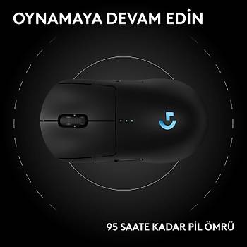 Logitech G Pro 2 Lightspeed Siyah 910-007296 44K Hero 2 Optik LIGHTSYNC RGB �arjl� 80gram Kablosuz Oyuncu Mouse