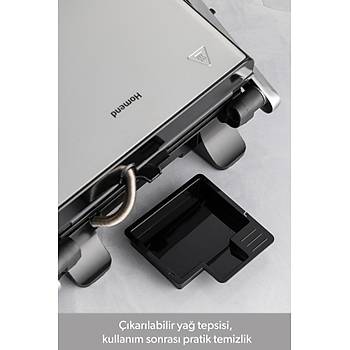 Homend Grilliant 1346H D�k�m Plakal� 4 Dilim Tost ve Izgara Makinesi Inox 2000 W