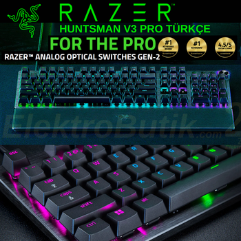 Razer Huntsman V3 Pro Siyah T�rk�e RZ03-04971100-R3L1 RGB Analog Optical Switch Kablolu Mekanik Oyuncu Klavyesi