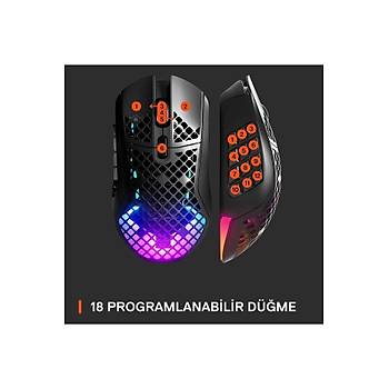 Steelseries Aerox 9 Siyah SSM62618 RGB Makrolu �arjl� Optik Kablosuz Oyuncu Mouse