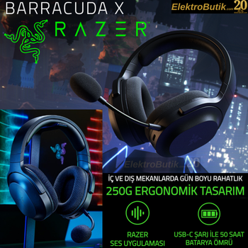 Razer Barracuda X S�YAH  RZ04-04430100-R3M1 Kablosuz Oyuncu Kulakl�k