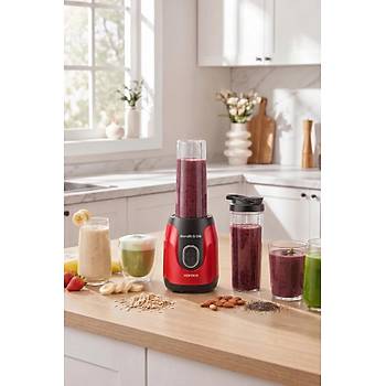 Karaca Blendfit Go K�rm�z� Personal Ki�isel Smoothie Blender Buz K�r�c�l� �ift Hazne  600ml & 400ml